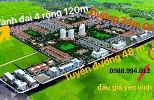 Bán đất đấu giá Yên Vinh, Mê Linh, đối diện đô thị HUD Mê Linh, vị trí đắc địa ngay Vành Đai 4 120m