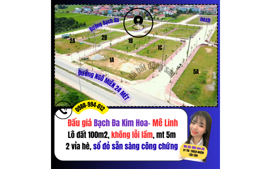 Đât đấu giá BẠCH ĐA KIM HOA Mê Linh - Hà Nội, cam kết bán đúng giá chủ thu