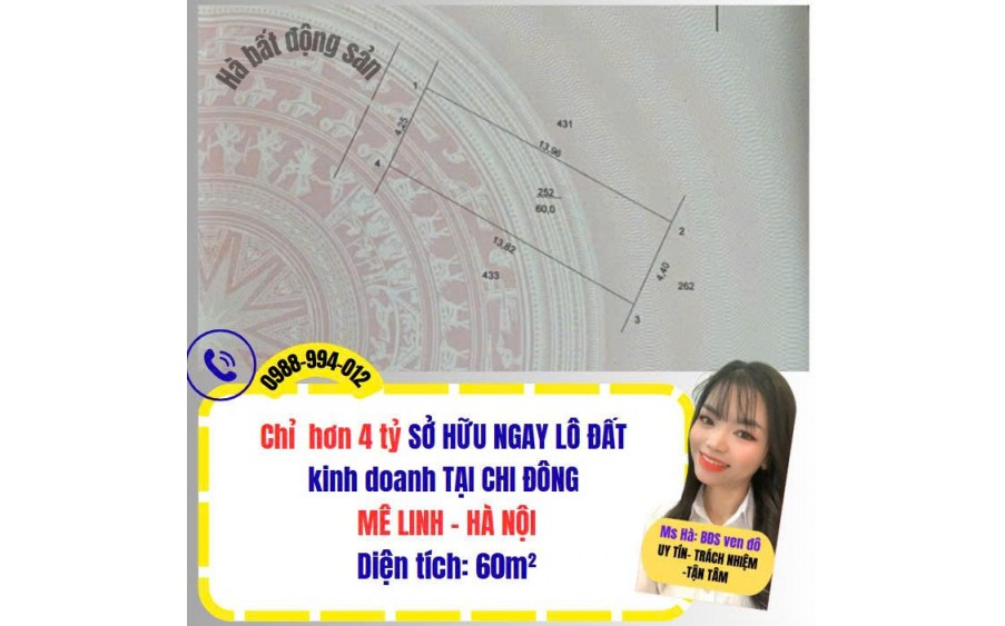 không cần lên phố về ngay đất trục chính tổ 5 – Chi Đông – Mê Linh, Hà Nội