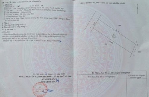BÁN 115M2 FULL THỔ CƯ Ở TRUNG HẬU ĐOÀI- TIỀN PHONG - MÊ LINH - HÀ NỘI