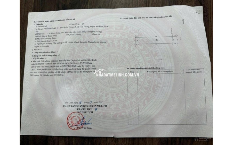 Bán đất tại dự án Cienco 5 Mê Linh, giá đầu tư, hàng đẹp