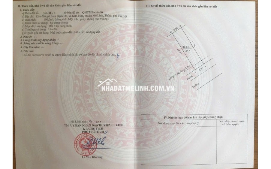 đấu giá kim hoa, mê linh gần vành đai 4- đối diện với KĐT Kim Hoa