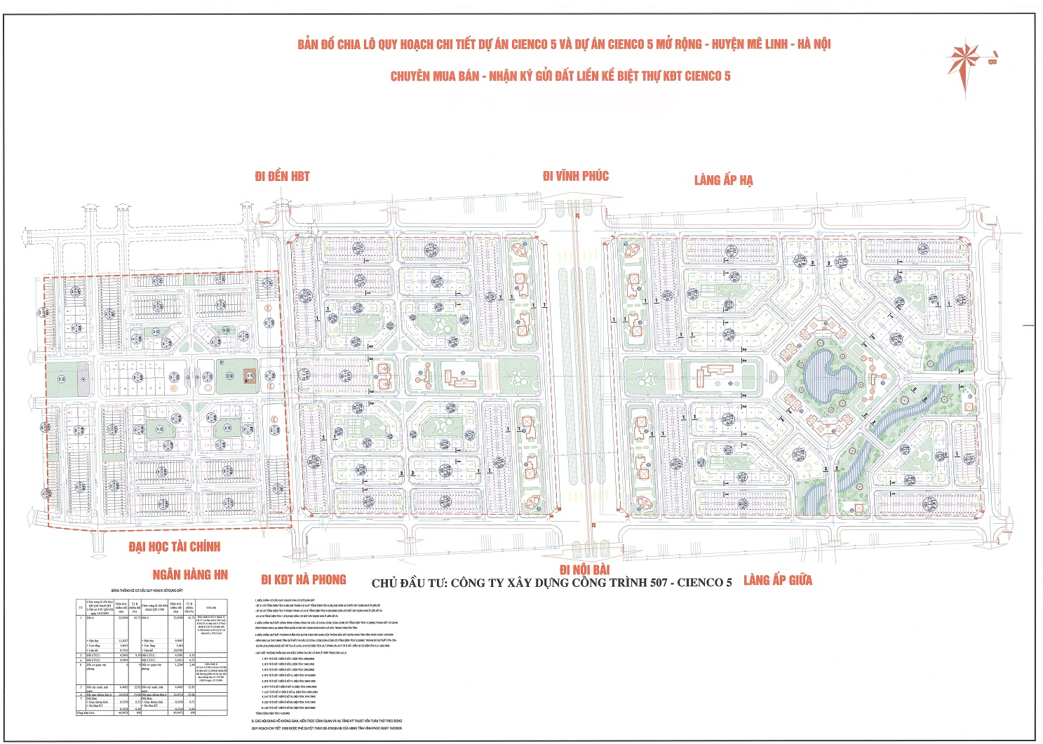 Mặt bằng dự án cienco 5 Mê Linh