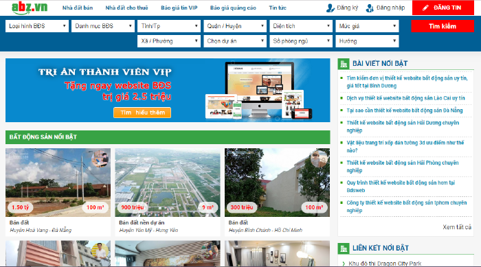 Thiết kế website bất động sản, đăng ký cho thuê nhà